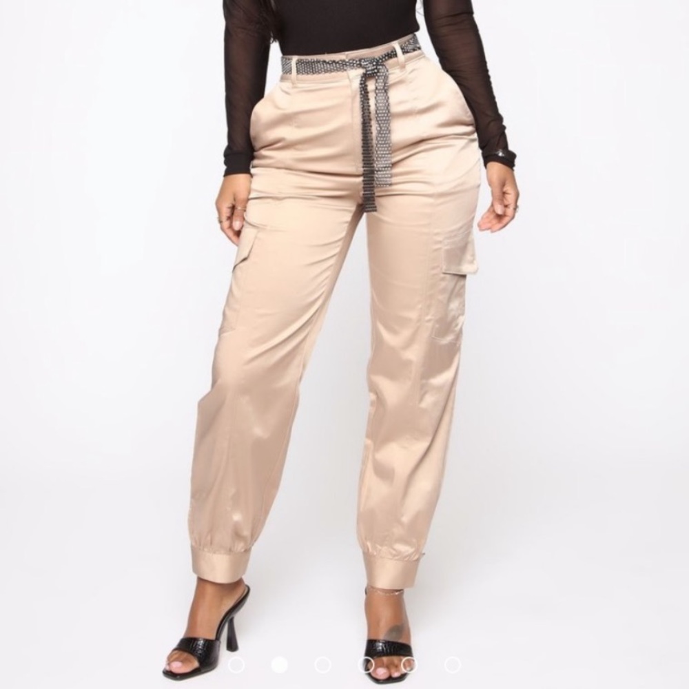 FashionNova satin cargo pants